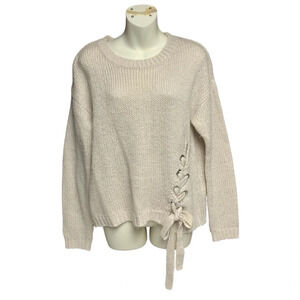 Elan size small Beige Women's Sweater with Side Tie Detail would fit up